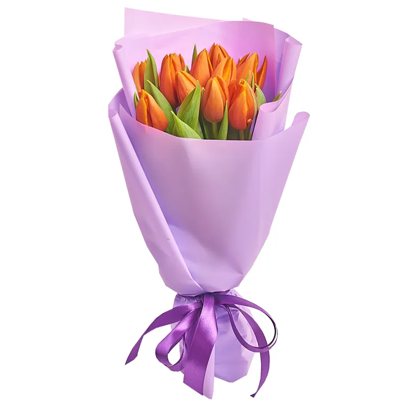 Букет из 15 оранжевых тюльпанов